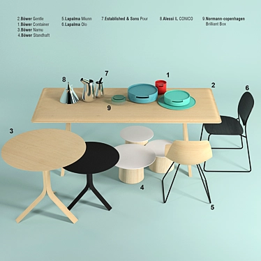 Modern Furniture Collection: Bower, lapalma, Established & Sons, Alessi, Normann Copenhagen 3D model image 1 