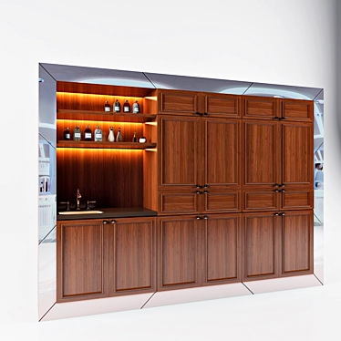 Modern Mirrored Cabinet with Sink 3D model image 1 