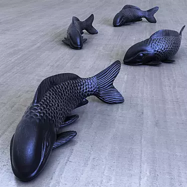 Elegant Carp Sculpture 3D model image 1 