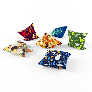 Vibrant Cushions Set: 6 Eye-catching Pillows 3D model image 1 