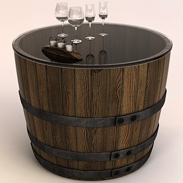 Rustic Wine Barrel Coffee Table 3D model image 1 