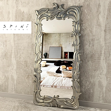 Elegant Gold Leaf Mirror 3D model image 1 