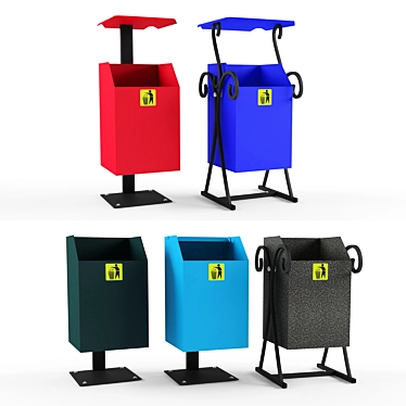 Versatile Street Waste Bins 3D model image 1 