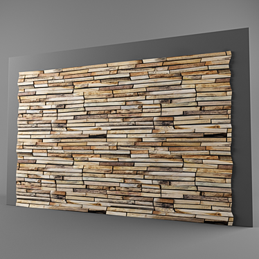 Rustic Wooden Wall Panel 3D model image 1 