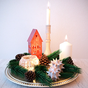 Festive Candle Set: Christmas Decor 3D model image 1 