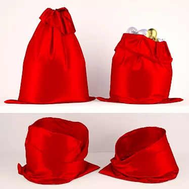  Festive Santa Sack: Open & Tied 3D model image 1 