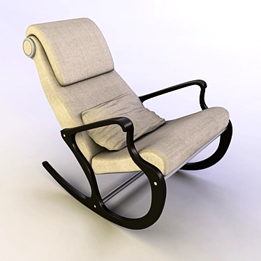 Russian Wooden Rocking Chair 3D model image 1 