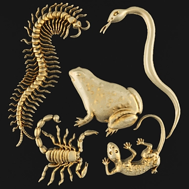 Reptile Relief: Frog, Lizard, Scorpion, Millipede, Snake 3D model image 1 