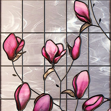 Tulip Stained Glass Art 3D model image 1 