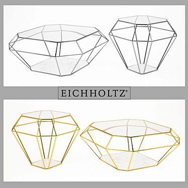 Eichholtz Asscher Coffee Table: Gold & Nickel Elegance 3D model image 1 