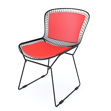 Sleek Leather Bertoia Chair 3D model image 1 