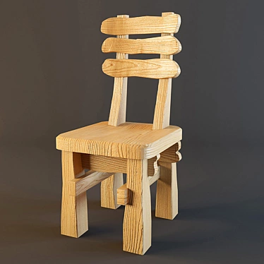  Rustic Wooden Chair 3D model image 1 