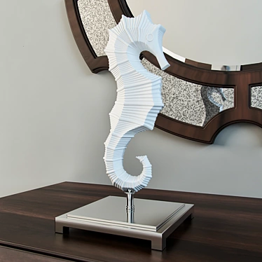 Elegant Porcelain Seahorse Sculpture 3D model image 1 