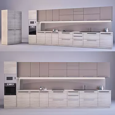 Modern Beige Kitchen: Sleek & Stylish 3D model image 1 