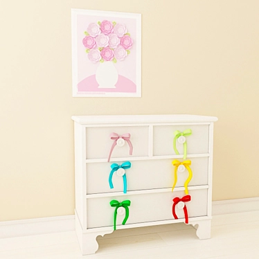 Floral Nursery Chest with Appliqué Art 3D model image 1 