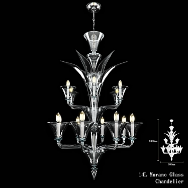 Elegant Murano Glass Chandelier 3D model image 1 