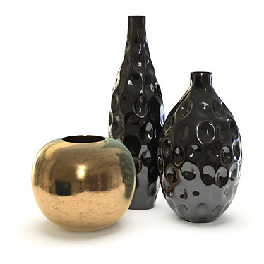 Elegant Trio of Hoff Vases 3D model image 1 