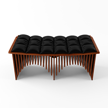 Wooden Bench with Leather Cushion 3D model image 1 