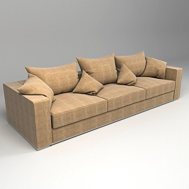 Cozy 3-Seater Sofa 3D model image 1 