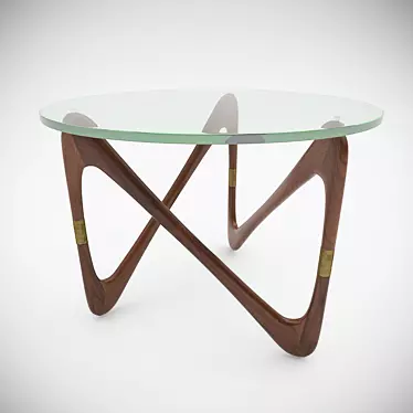 Moebius - Walnut and Glass Coffee Table 3D model image 1 