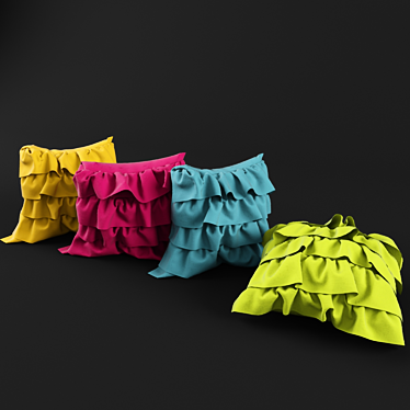 Vibrant Ruffled Pillows 3D model image 1 