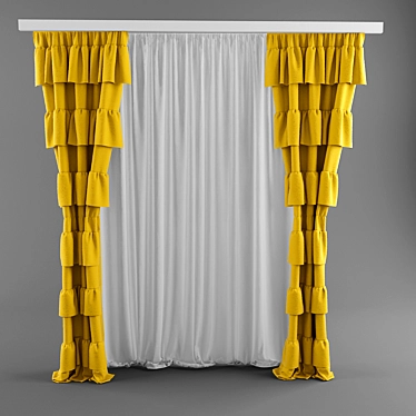 Modern Ruffled Shadow Curtains 3D model image 1 