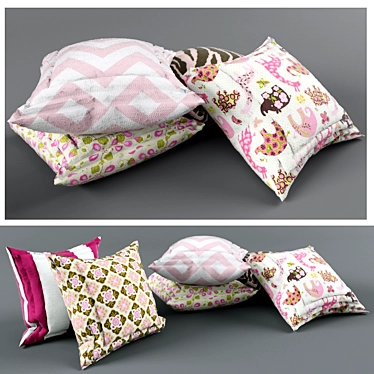 Cozy Bliss: 5-Piece Comfort Pillows 3D model image 1 