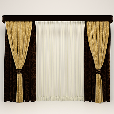 Universal Double Curtain Blind 3D model image 1 