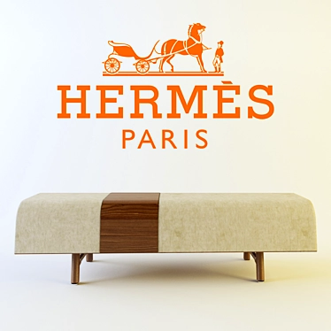 Luxury Hermes Walnut Leather Bench 3D model image 1 