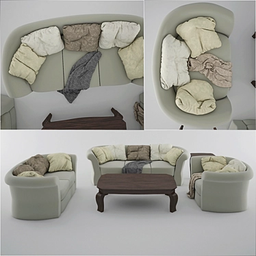 Ethnic 3-2-1 Seat Sofa Set 3D model image 1 