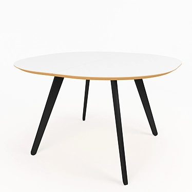 Modern White and Black Round dining table 3D model image 1 