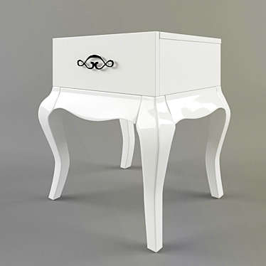 Sleek White Gloss Nightstand 3D model image 1 