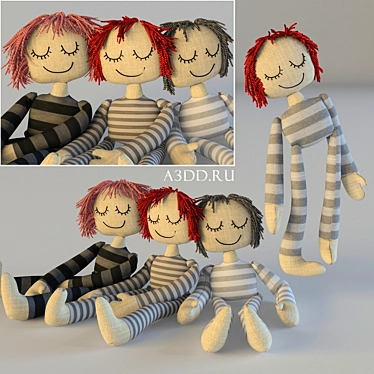 Title: Handcrafted Textile Dolls 3D model image 1 