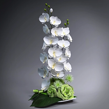 Elegant Orchid Ikebana 3D model image 1 