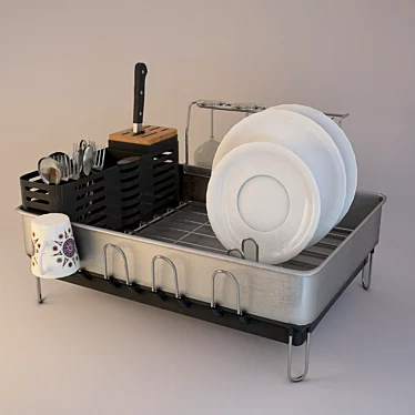 Sleek Kitchen Accessory: Simplehuman Dish Rack 3D model image 1 