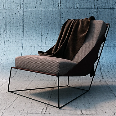 Cozy Chair with Throw Blanket 3D model image 1 