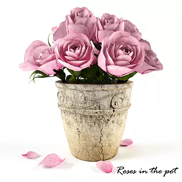 Ceramic Pot Roses: Elegant and lasting 3D model image 1 