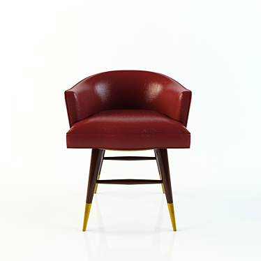 Vintage Dunbar Leather Swivel Chair 3D model image 1 
