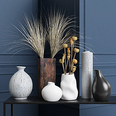 Chic Vase Set: Elevate Your Tablescape 3D model image 1 