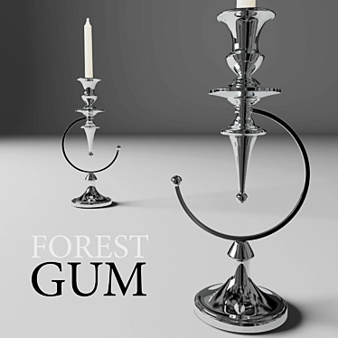 Sleek Chrome Candle Holder 3D model image 1 