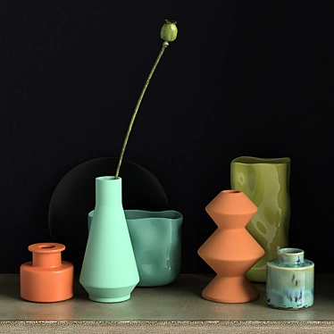 Modern CB2 Vases Set: Aqua, Apple, Link, Ptero & Seafoam 3D model image 1 