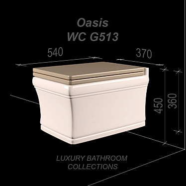Oasis Ceramic WC with Colored Lacquered Seat 3D model image 1 