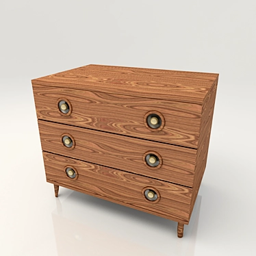 Modern Oak Veneer Dresser 3D model image 1 