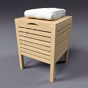 Minimalistic Wooden Bathroom Stool 3D model image 1 