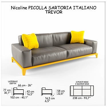 Sophisticated Nicoline Sofa 3D model image 1 