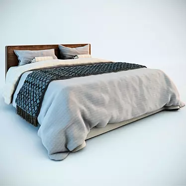 Max Bed: Detachable Plaid, VRay Materials 3D model image 1 