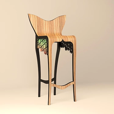 Elegant "Lotus" Bentwood Barstool 3D model image 1 