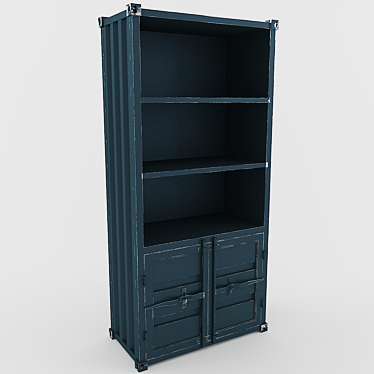 Industrial Sea Container Bookshelf 3D model image 1 