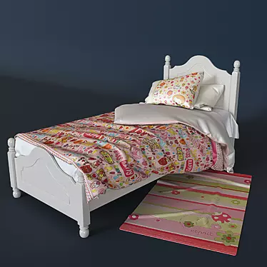 Charming Provence-Style Children's Bed 3D model image 1 