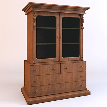 Modern Oak Bookshelf Cabinet 3D model image 1 